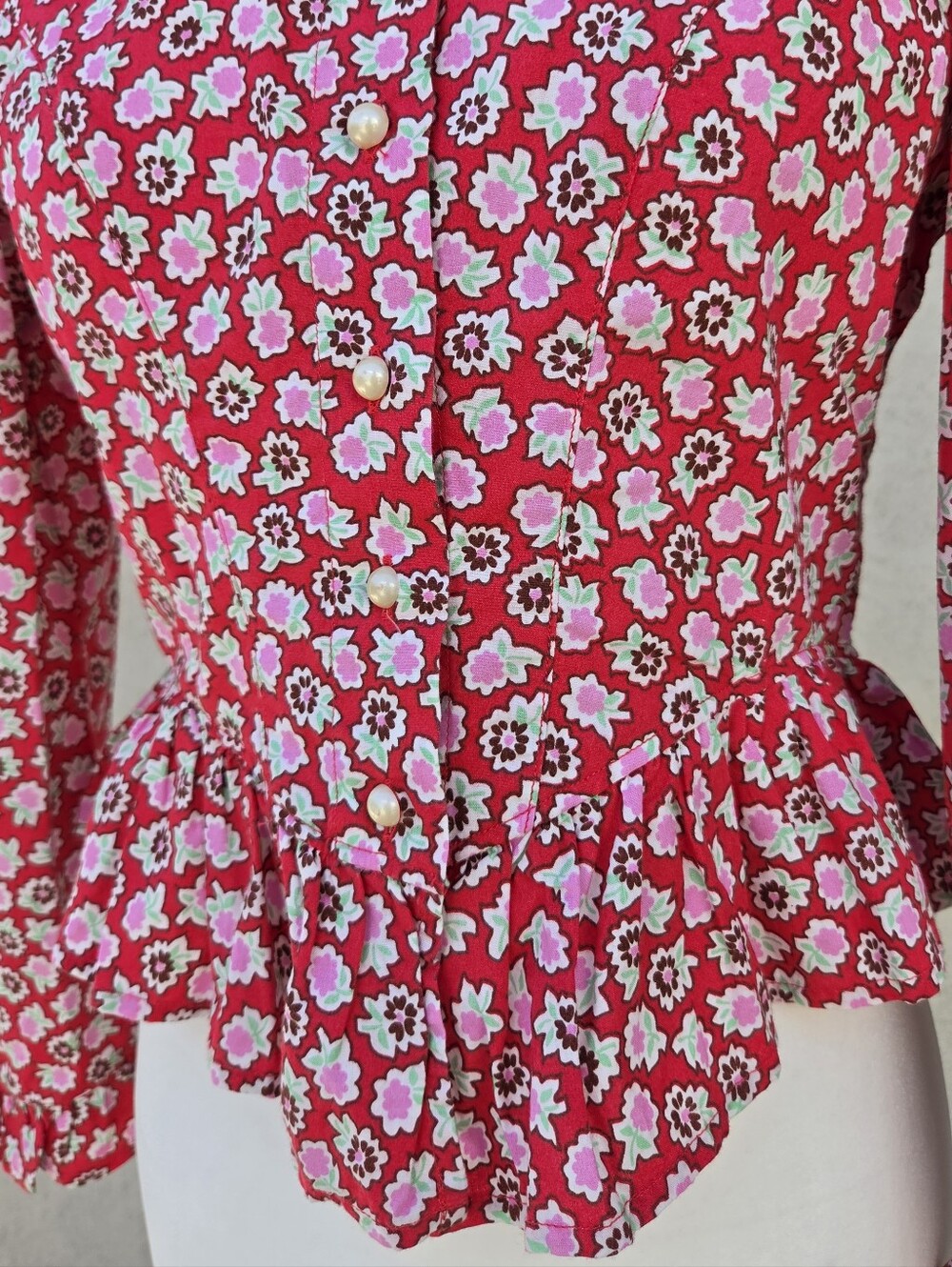 Batsheva Grace Red Floral Button Cotton Blouse Women's 0 NWT New - Picture 7 of 16